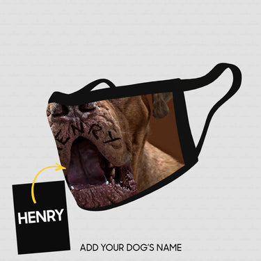 Personalized Dog Gift Idea - Dark Brown Mastiff With Opened Mouth Zoom For Dog Lovers - Cloth Mask